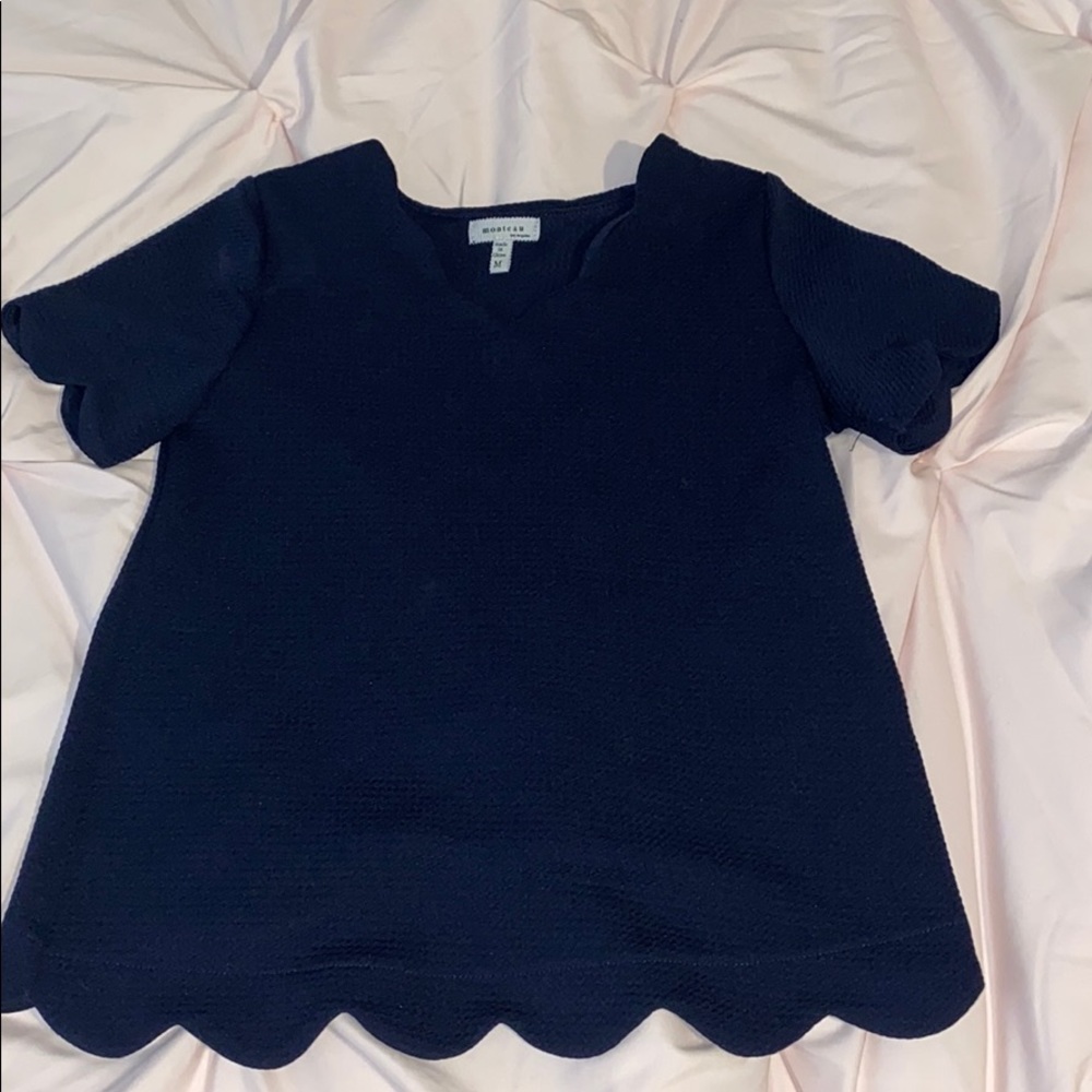 Navy Blue Top with Scallop Detail